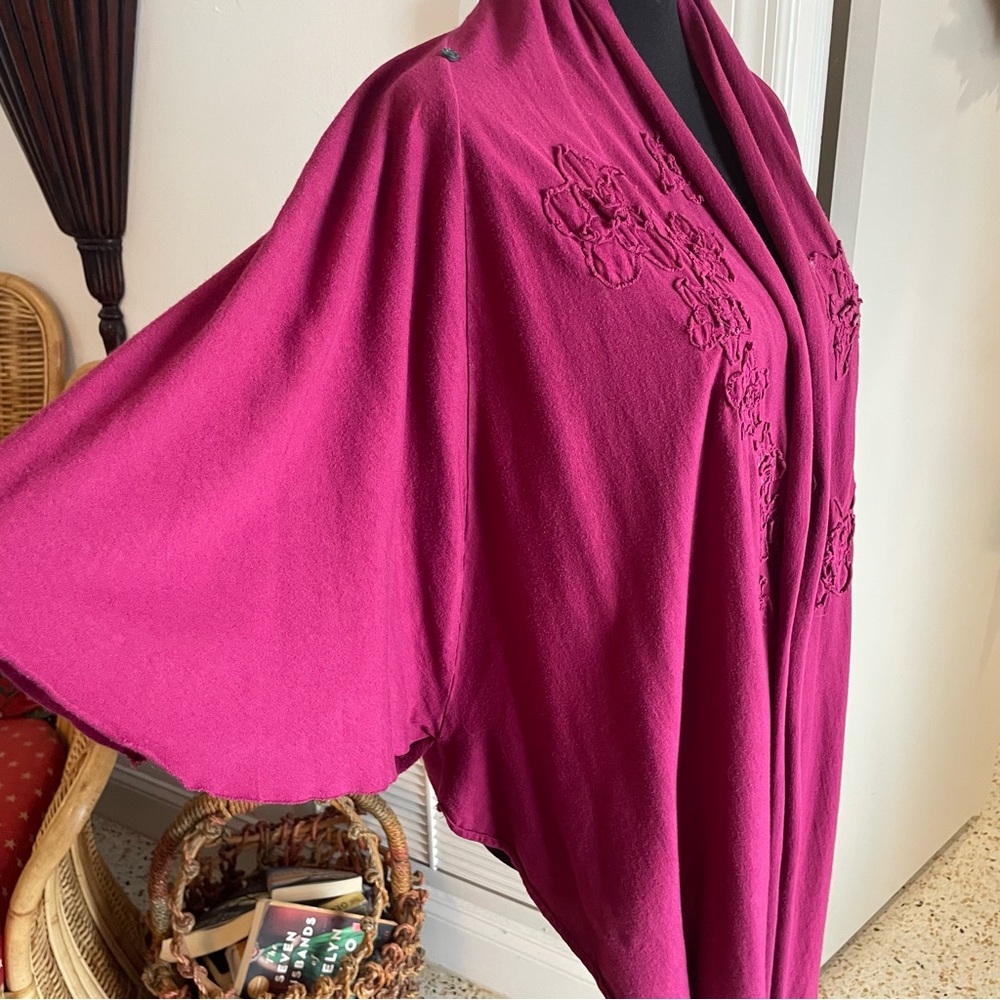 Anthropologie DELETTA Burgandy Wine Long Sleeve Knit Sweater Wrap!